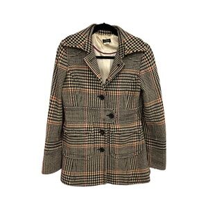 Jcrew check belted Jumbo Glen Check Plaid wool tweed Coat Jacket Womens 6